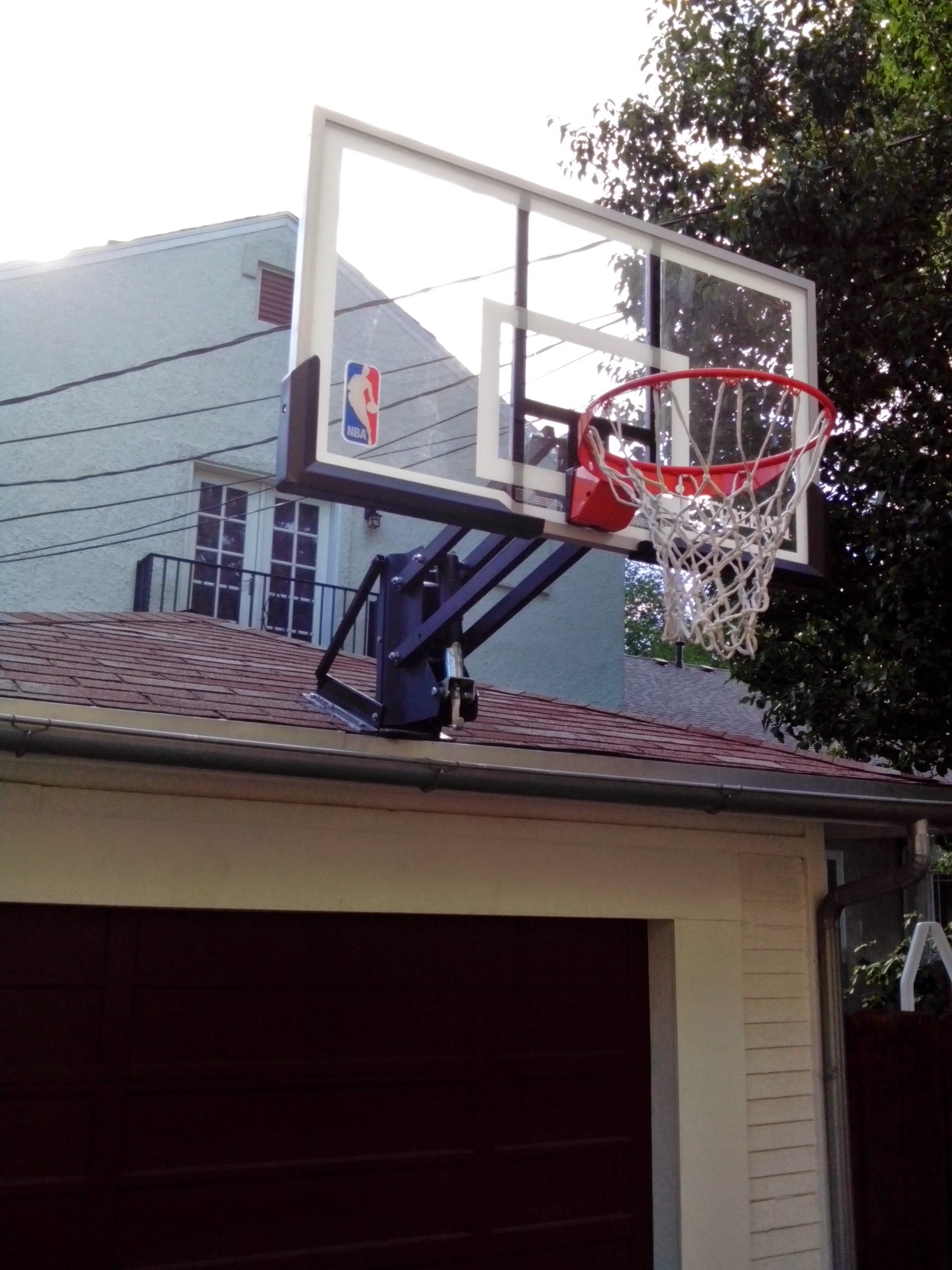 Roof Mounted Adjustable Backboard and Rim